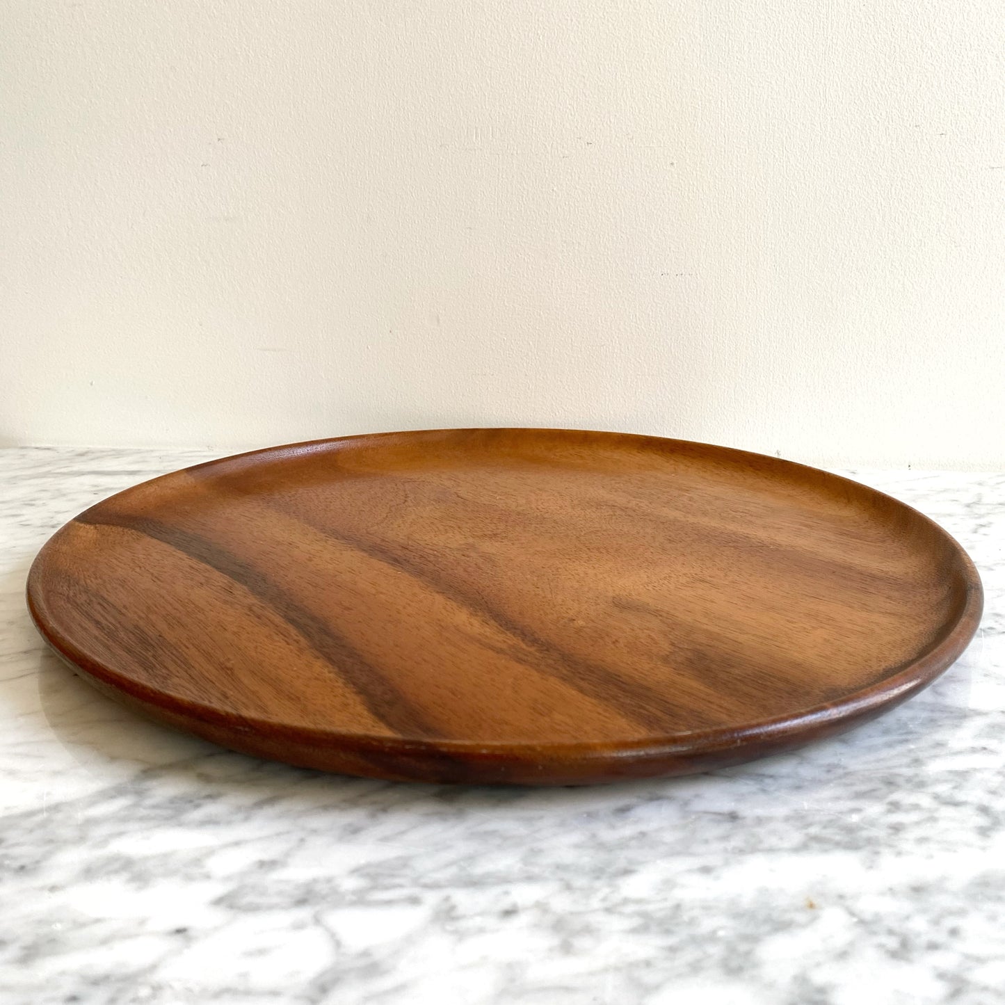 Vintage Round Wood Tray, 15"