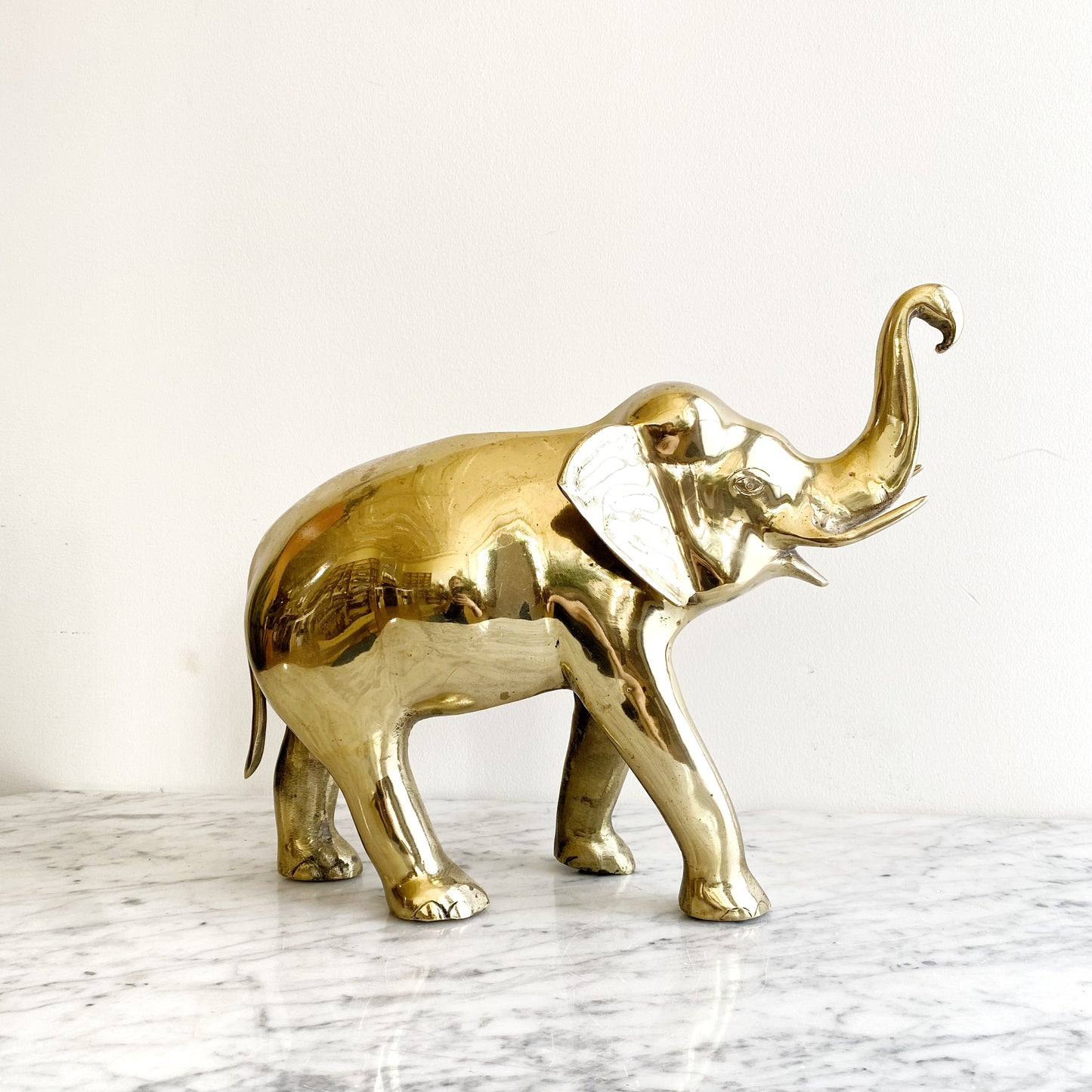 XL Vintage Brass Elephant, 12"