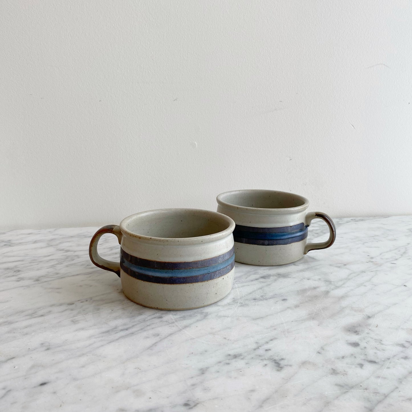 Pair of Vintage Pottery Soup Mugs