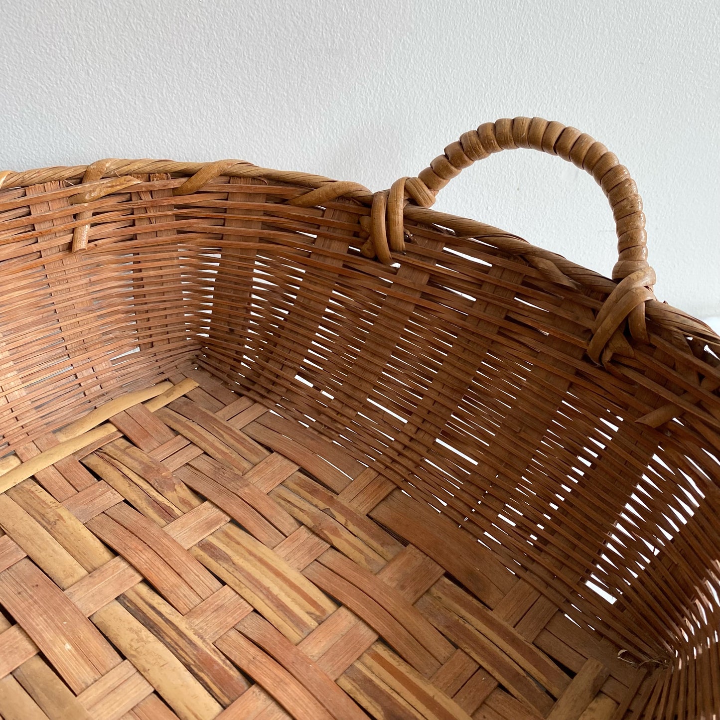 Medium Vintage Woven Basket with Handles