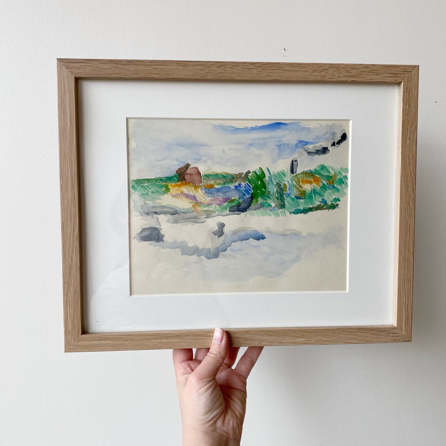 Vintage Original Watercolor Painting / Abstract Landscape