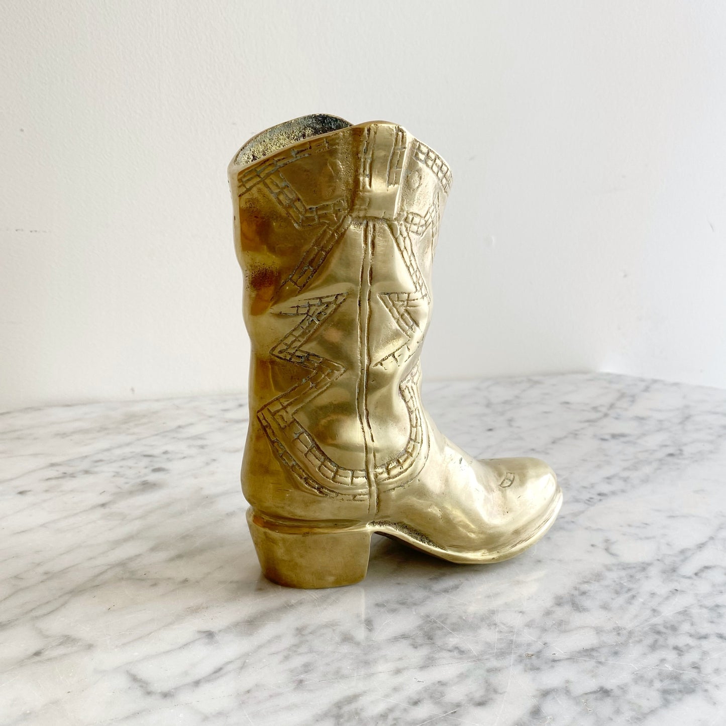 Vintage Brass Cowboy / Cowgirl Boot, 7.25"