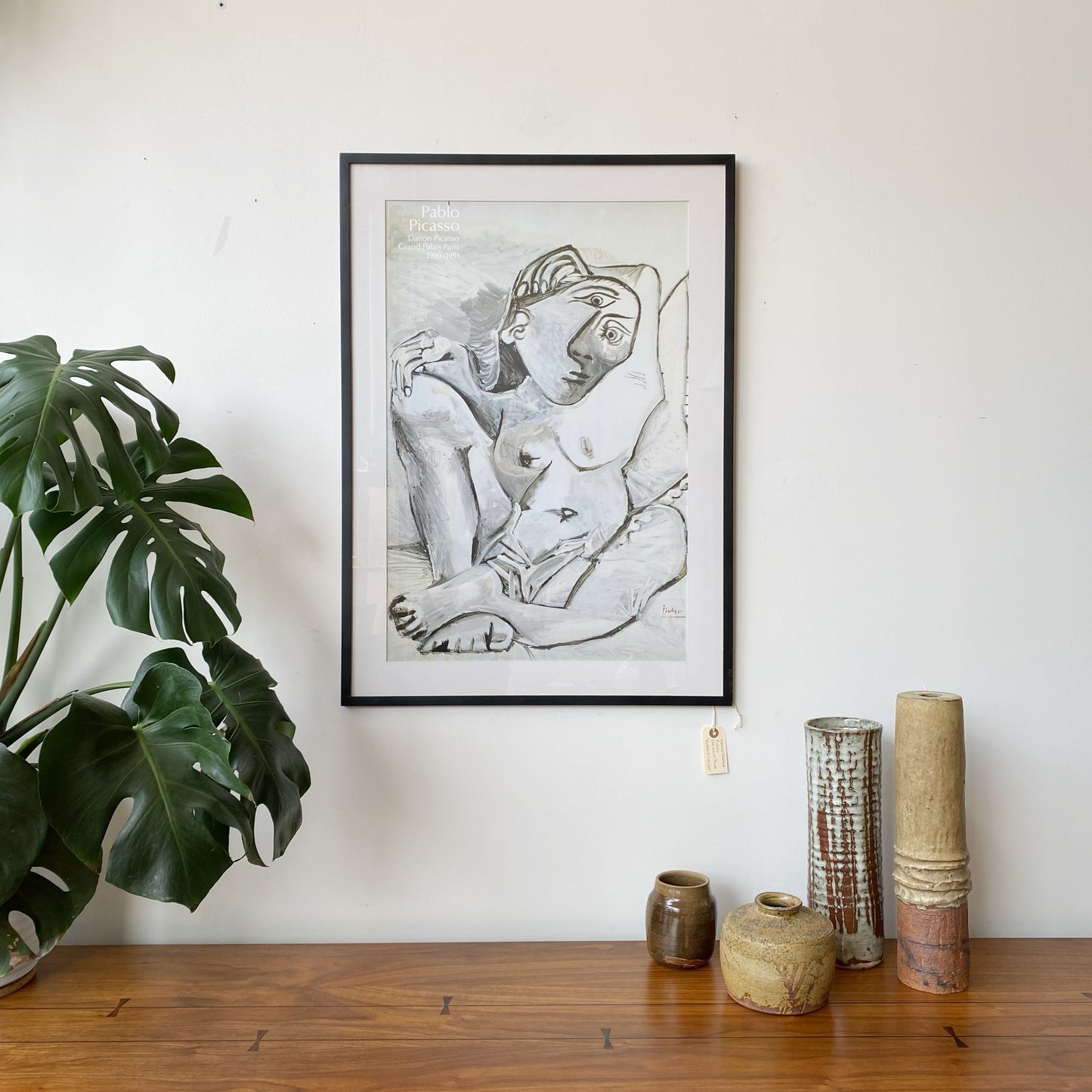 Vintage Framed French Picasso Poster Print, "Femme à l'oreiller"