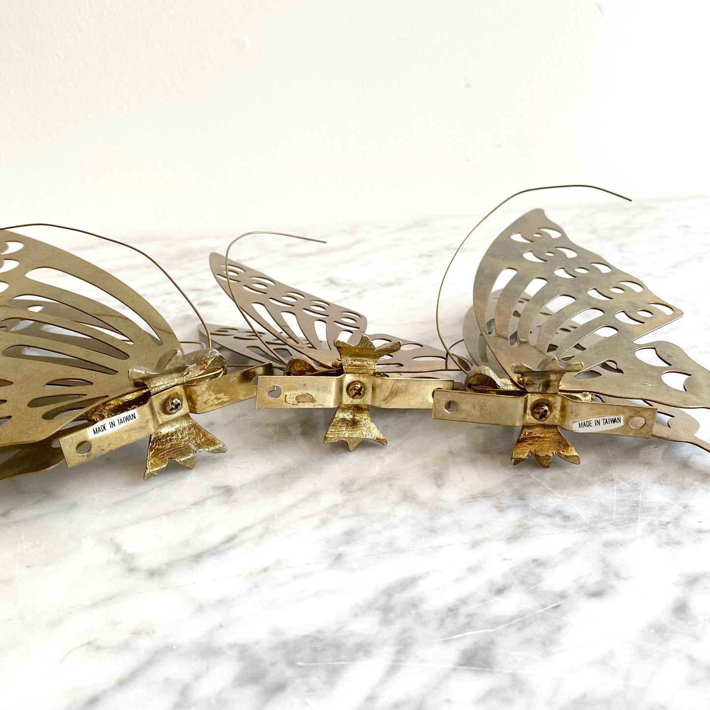 Trio of Vintage Brass Butterflies