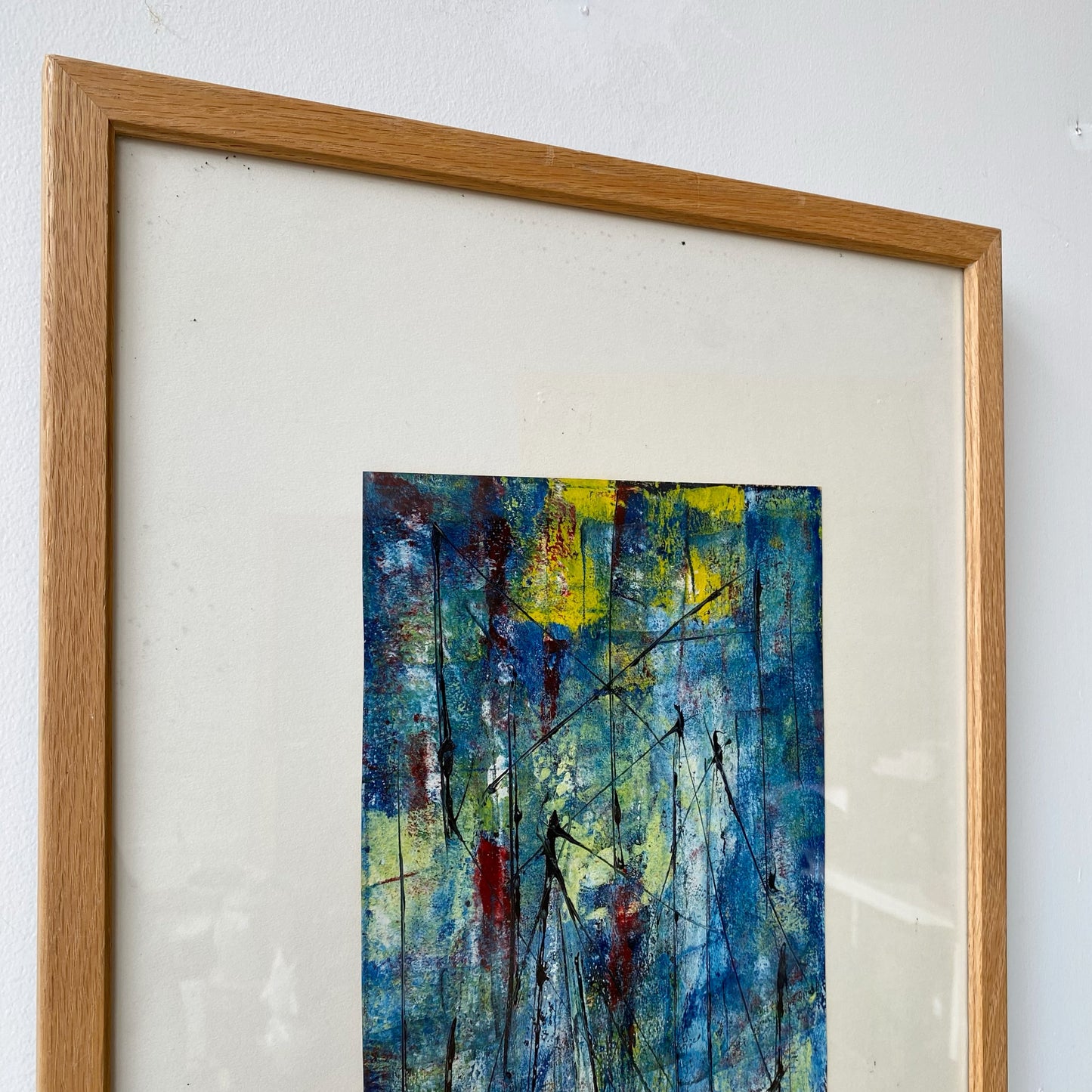 Original Vintage Framed Abstract Painting (15" x 25")