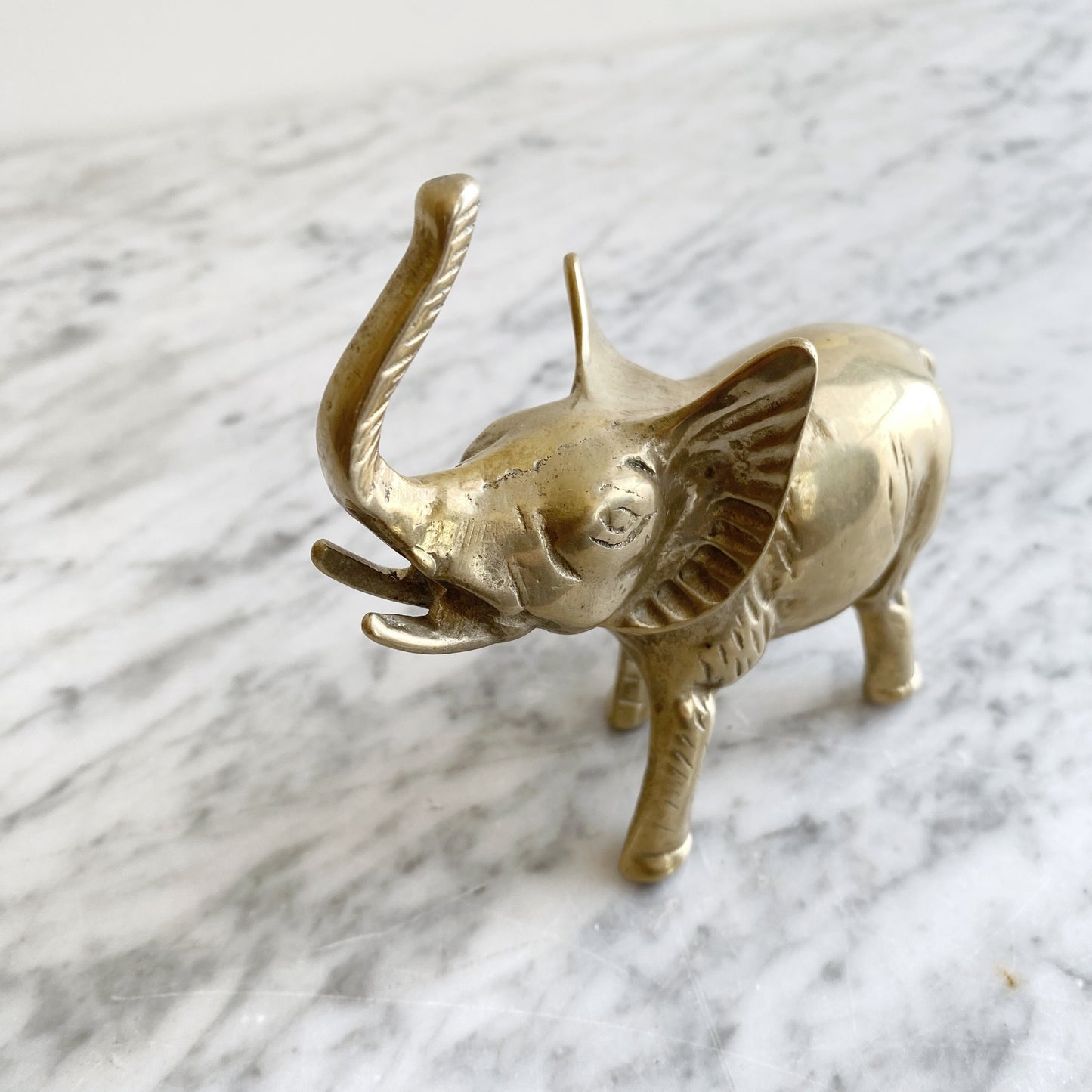 Small Vintage Brass Elephant, 5”