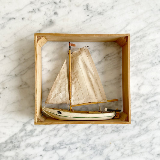 Vintage Sailboat In Shadow Box