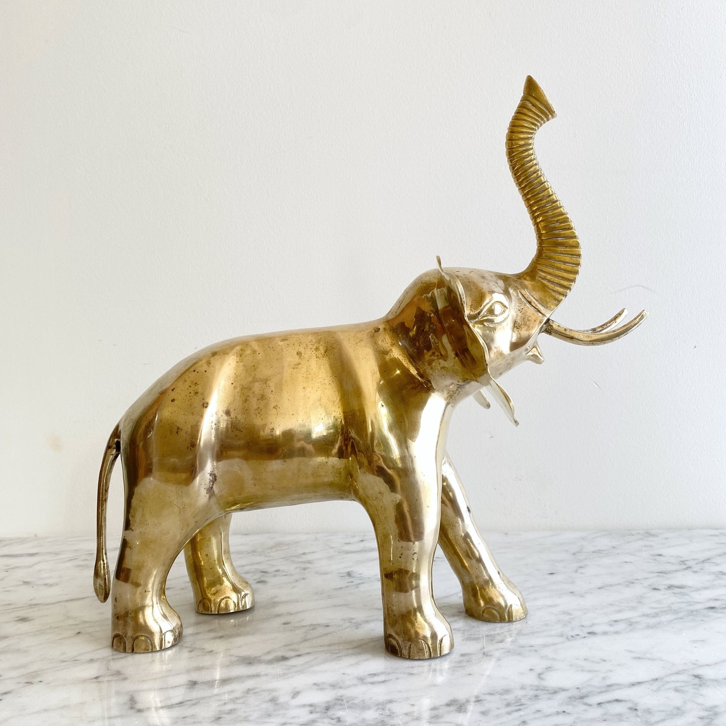 XL Vintage Brass Elephant, 13.75"