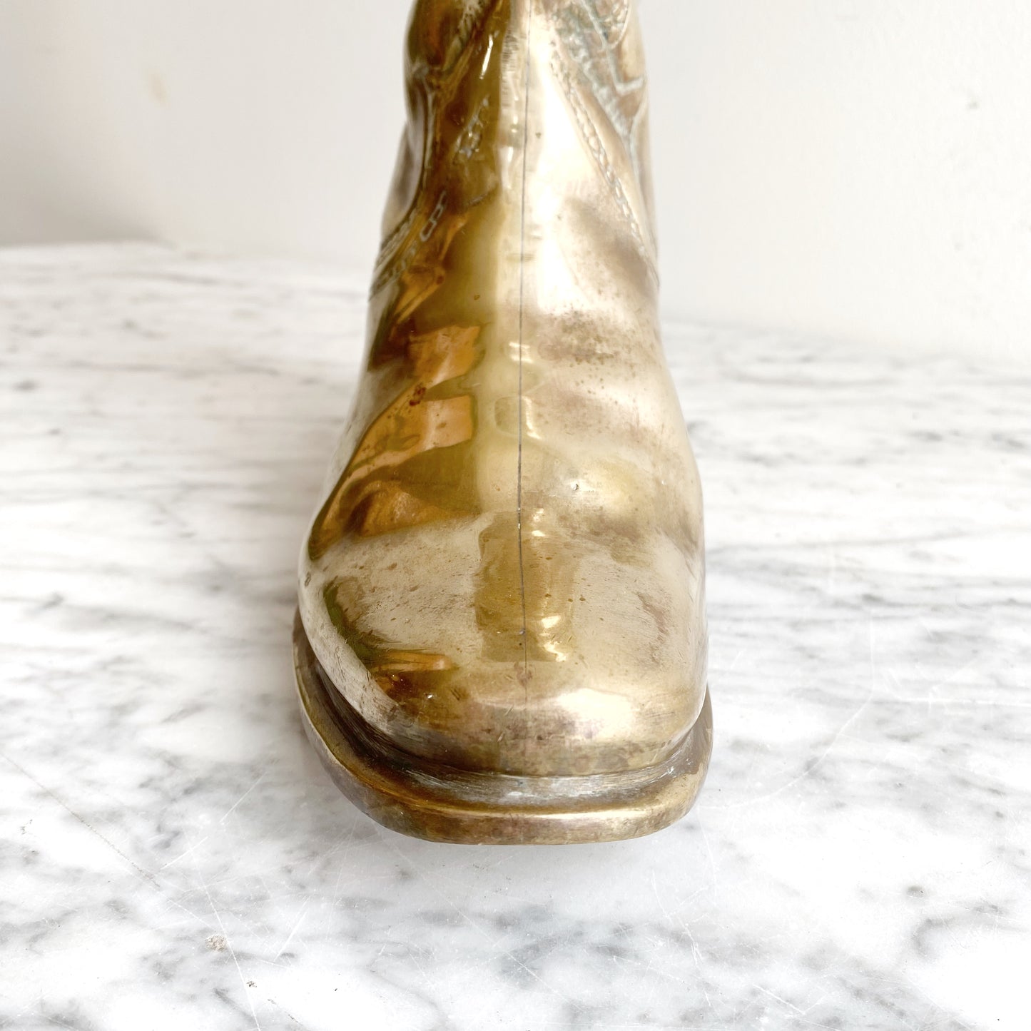 XL Vintage Brass Cowboy Boot, 9.5"