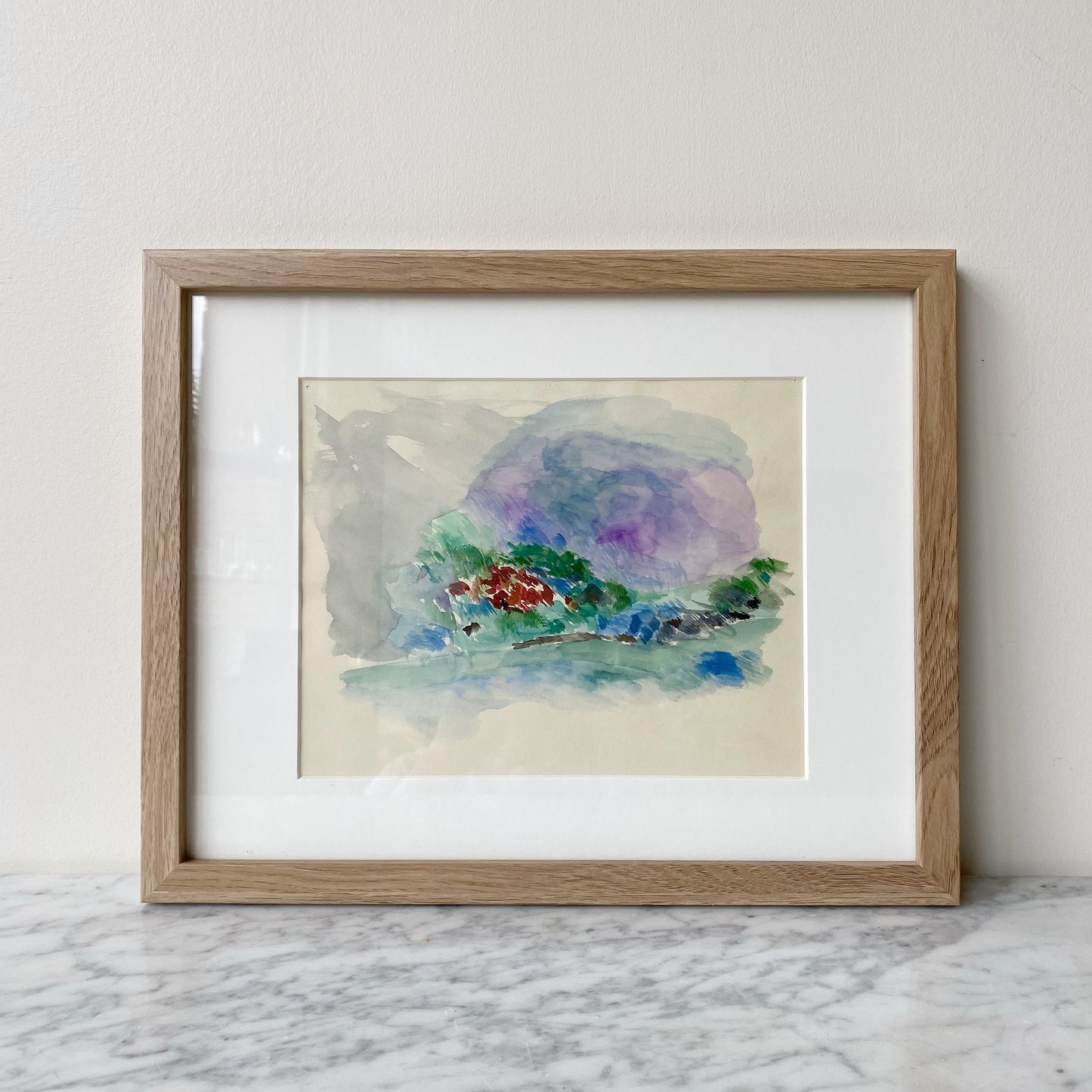 Vintage Original Watercolor Painting / Abstract Landscape