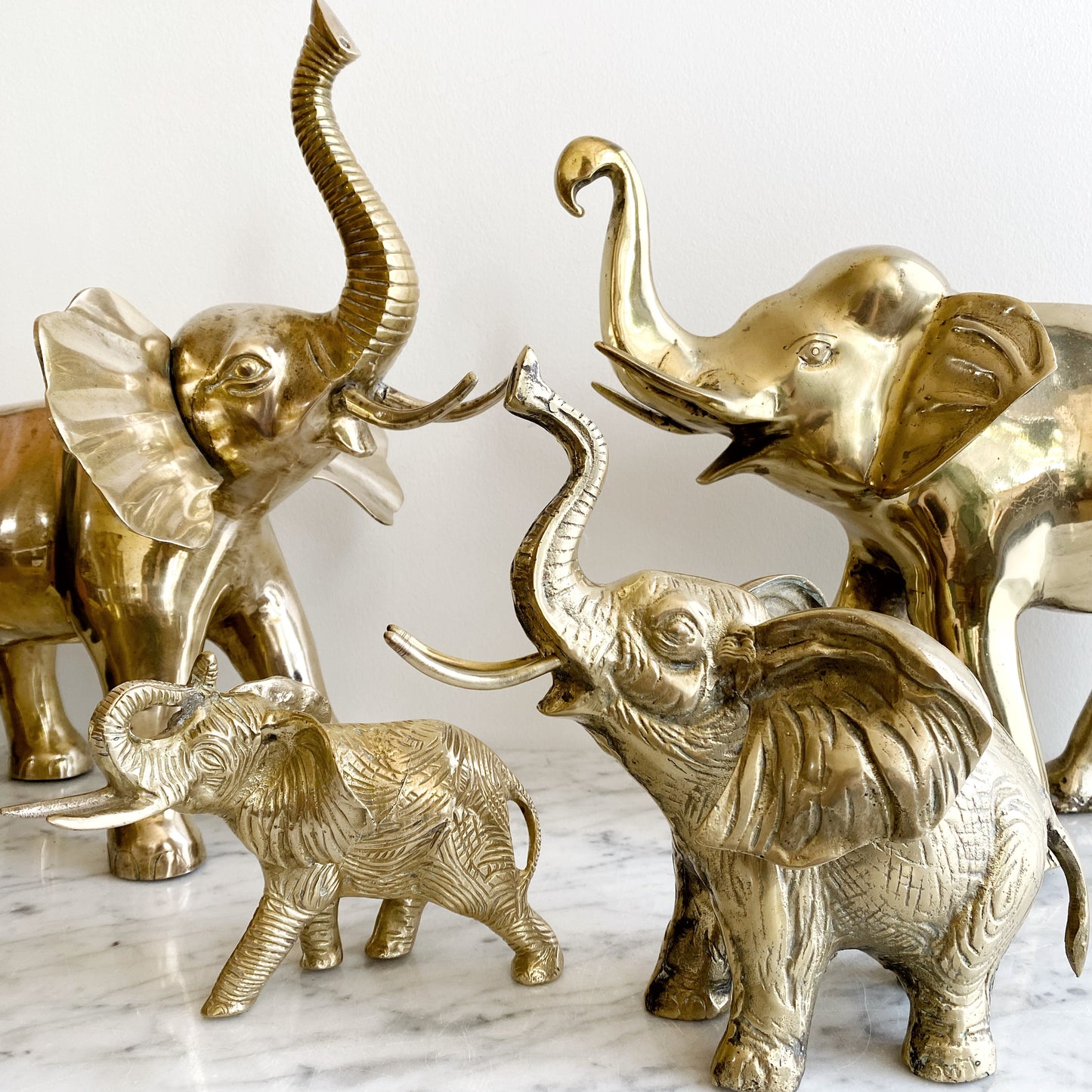 XL Vintage Brass Elephant, 12"