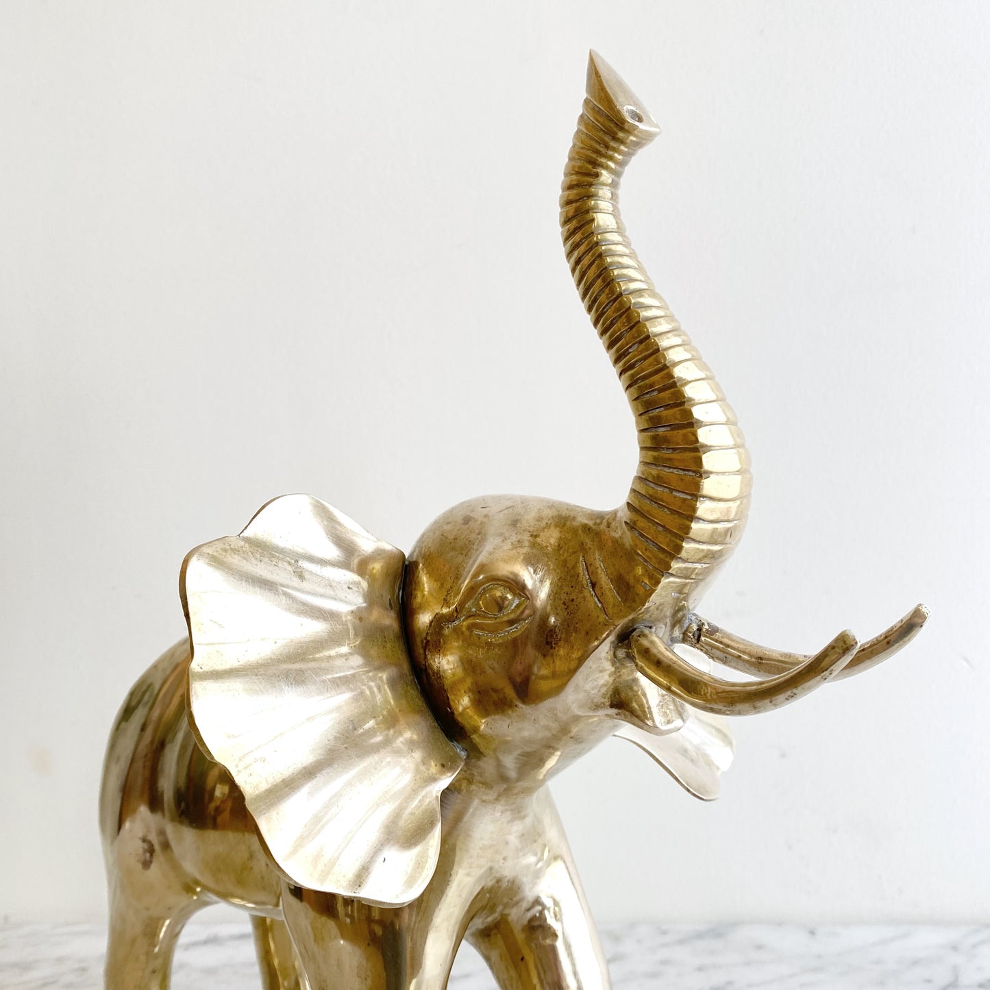 XL Vintage Brass Elephant, 13.75"