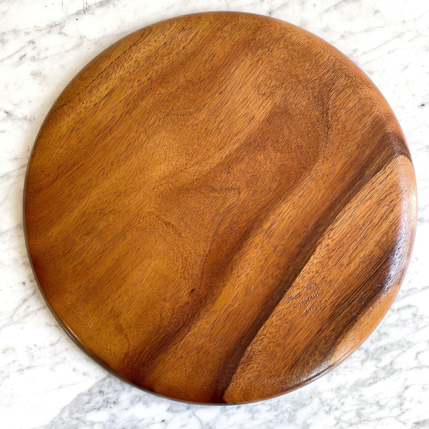 Vintage Round Wood Tray, 15"