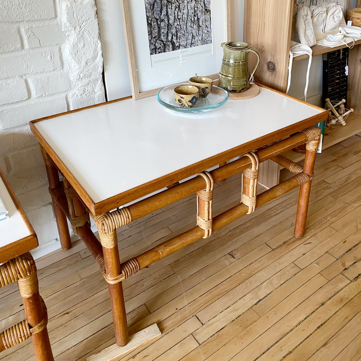 Pair of Vintage Rattan End Tables