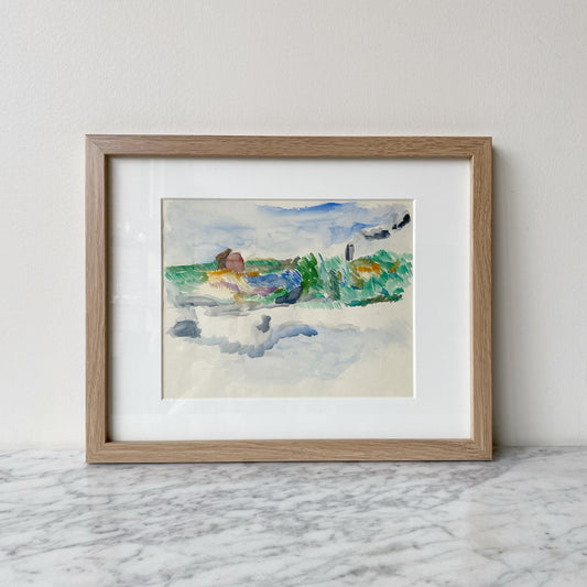 Vintage Original Watercolor Painting / Abstract Landscape