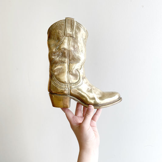 XL Vintage Brass Cowboy Boot, 9.5"