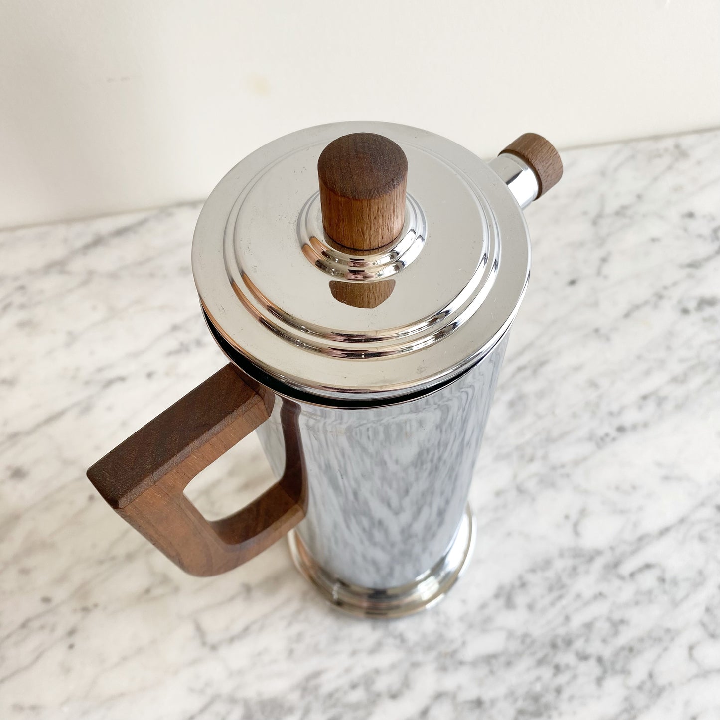 Vintage Deco Stainless Pitcher w/ Wood Handles