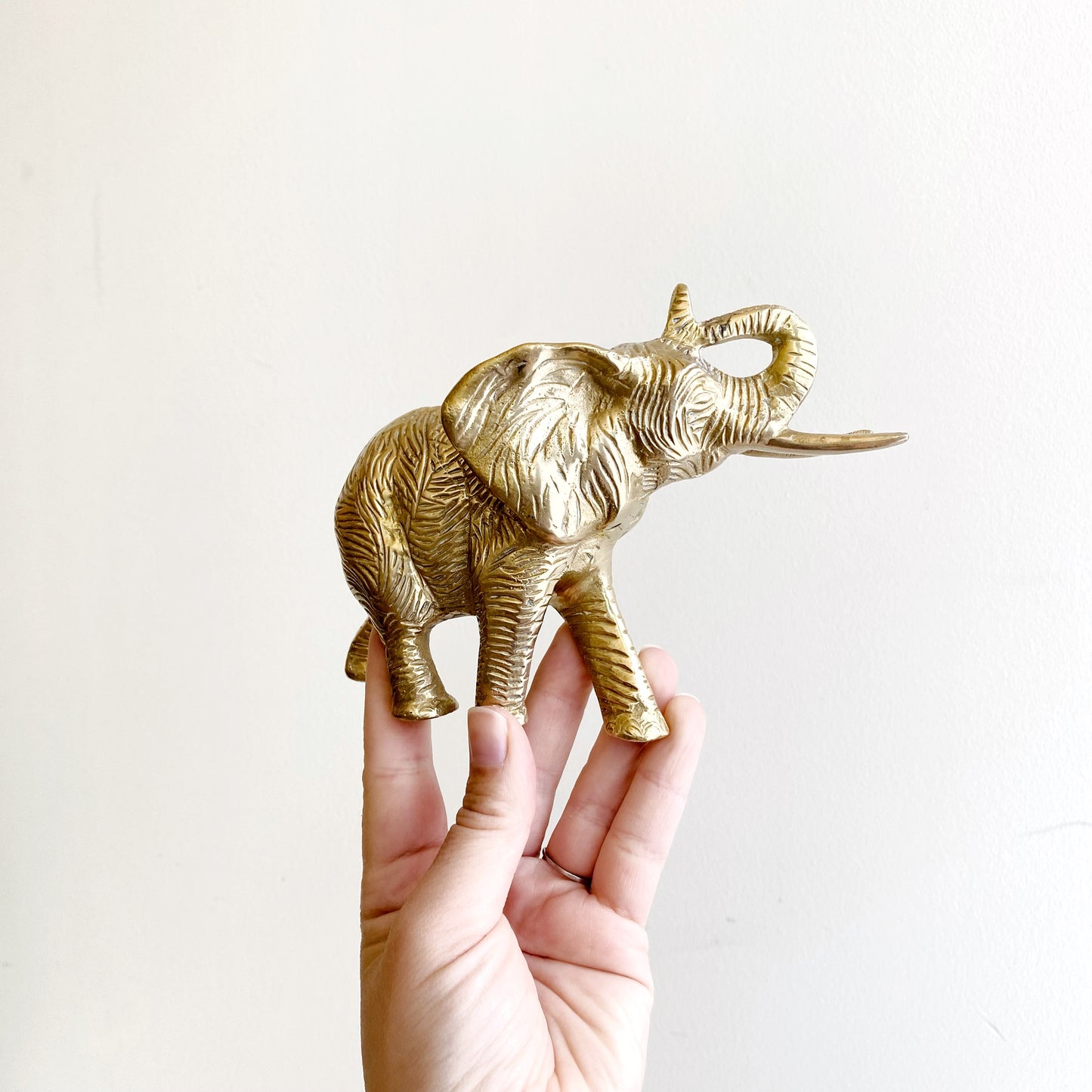 Intricate Vintage Brass Elephant, 5"