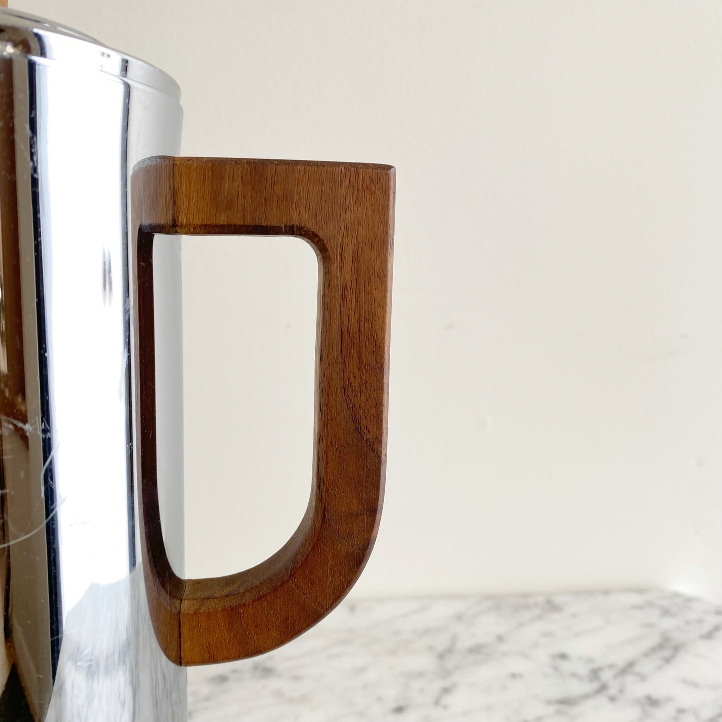 Vintage Deco Stainless Pitcher w/ Wood Handles