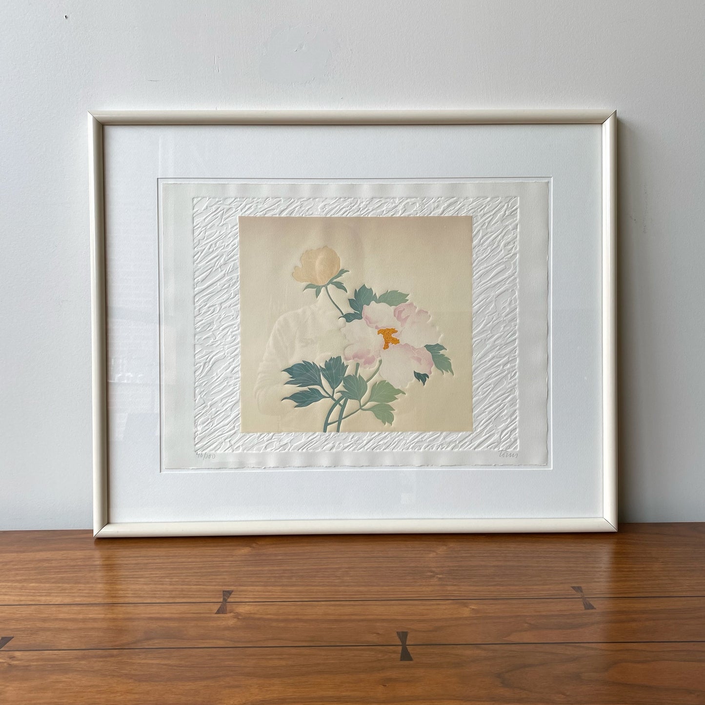 Vintage Framed Original Floral Art Print (23 x 28.5")