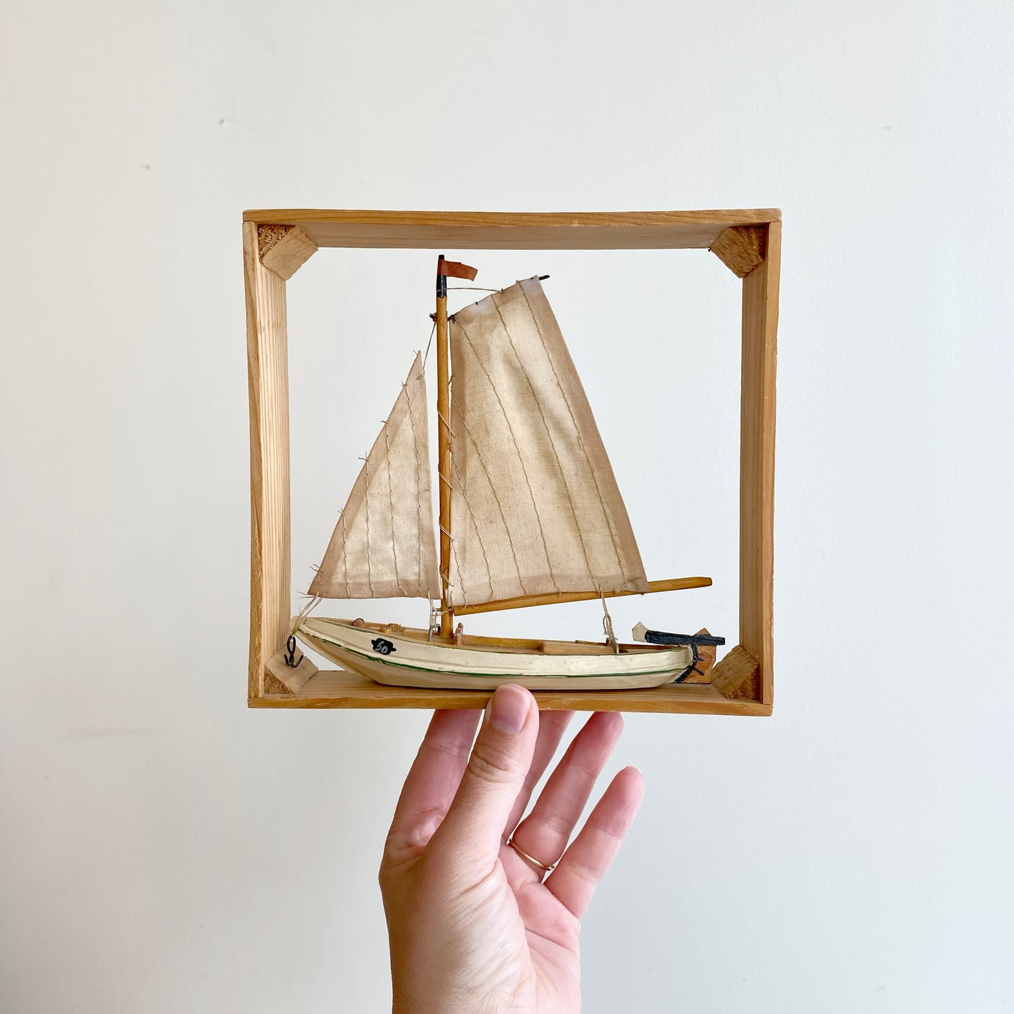 Vintage Sailboat In Shadow Box