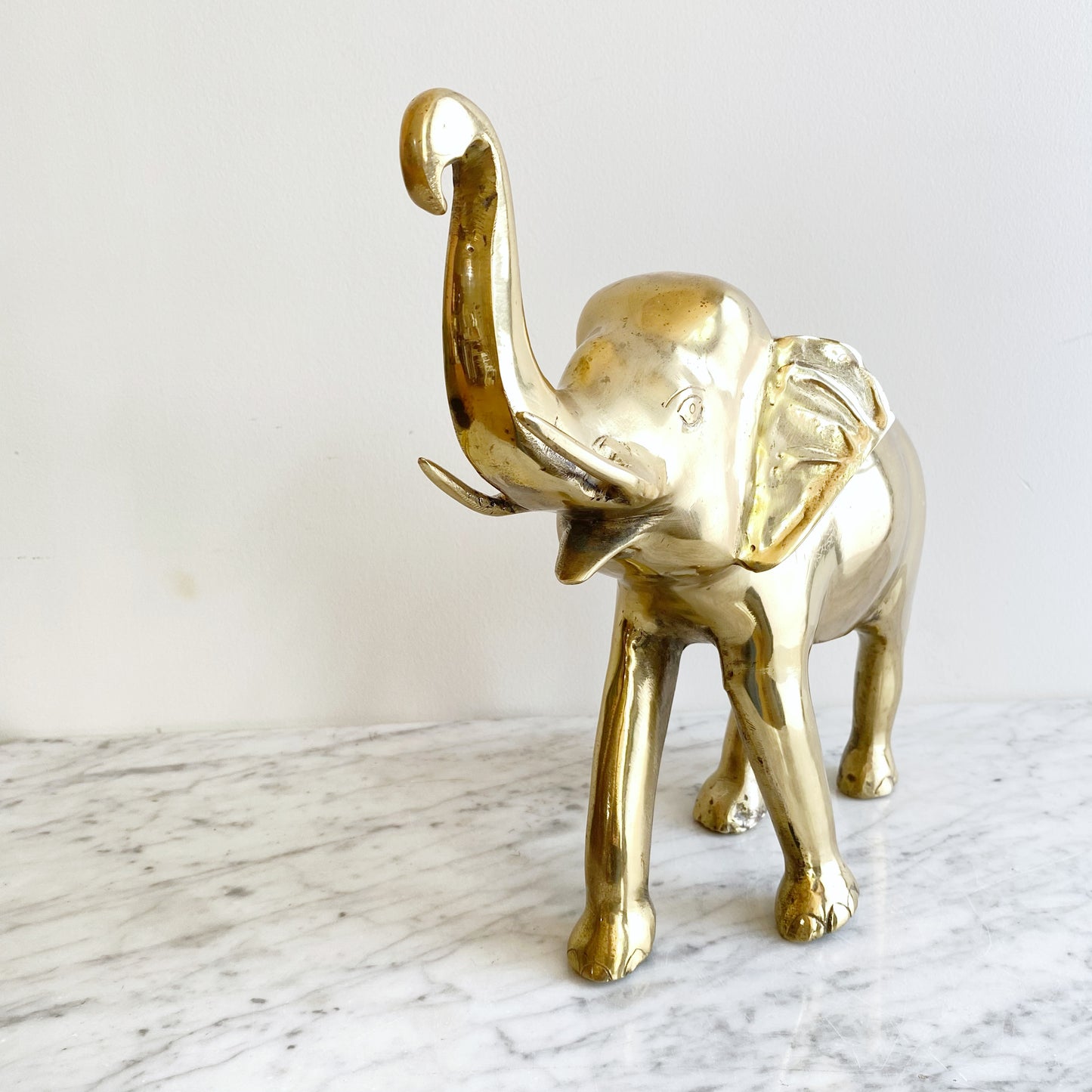 XL Vintage Brass Elephant, 12"