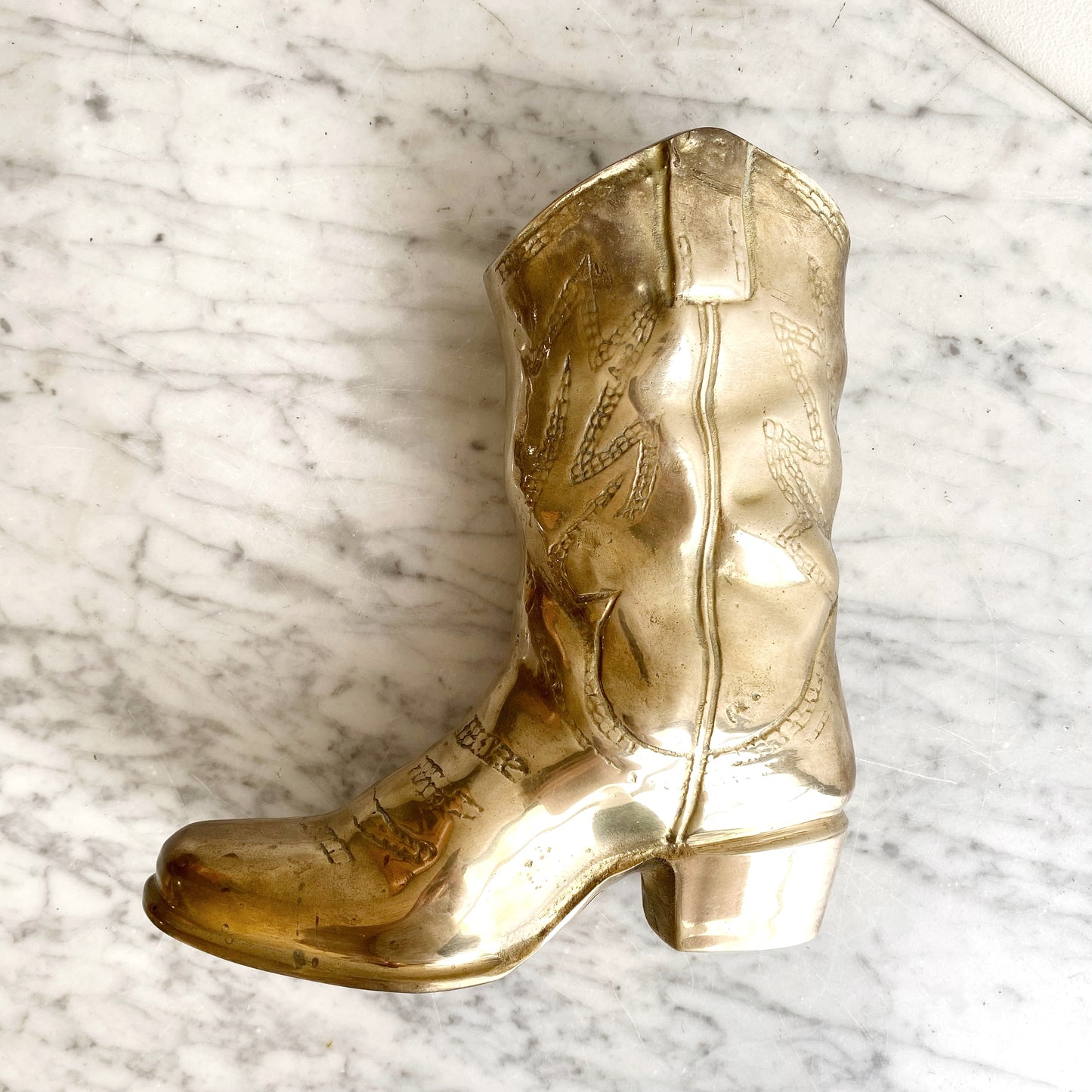 XL Vintage Brass Cowboy Boot, 9.5"