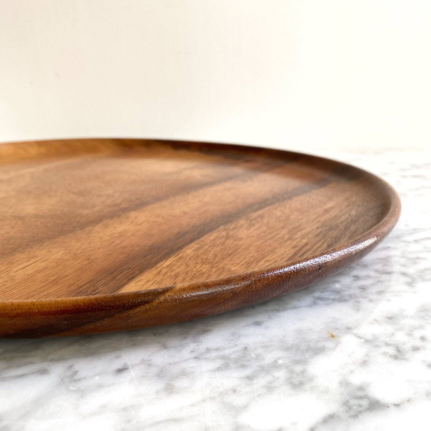 Vintage Round Wood Tray, 15"