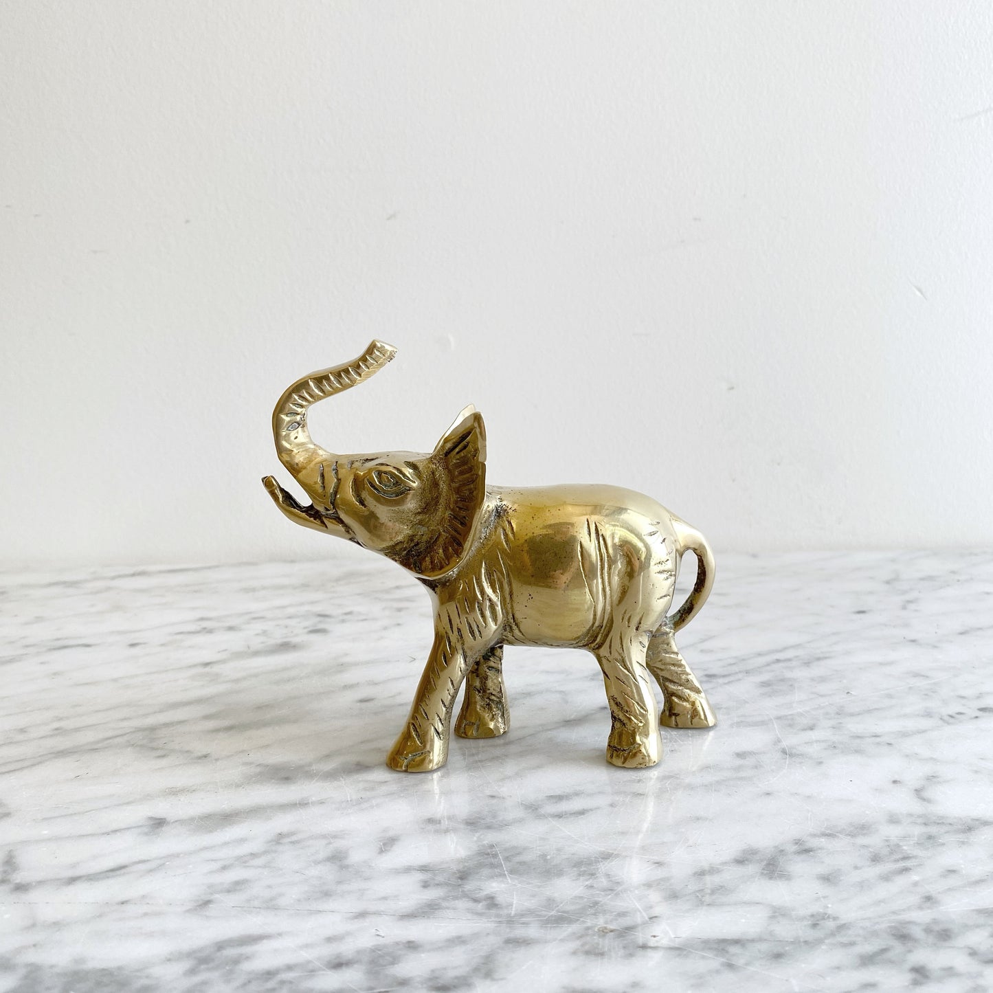 Small Vintage Brass Elephant, 5”