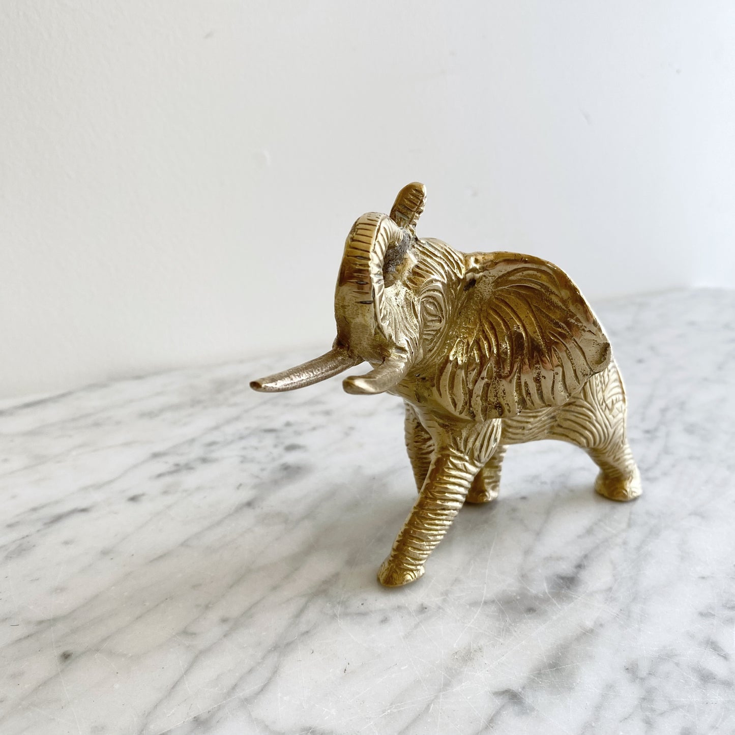 Intricate Vintage Brass Elephant, 5"