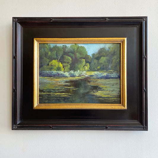 Framed Original Lakescape Oil Painting (15.5” x 18.5”)