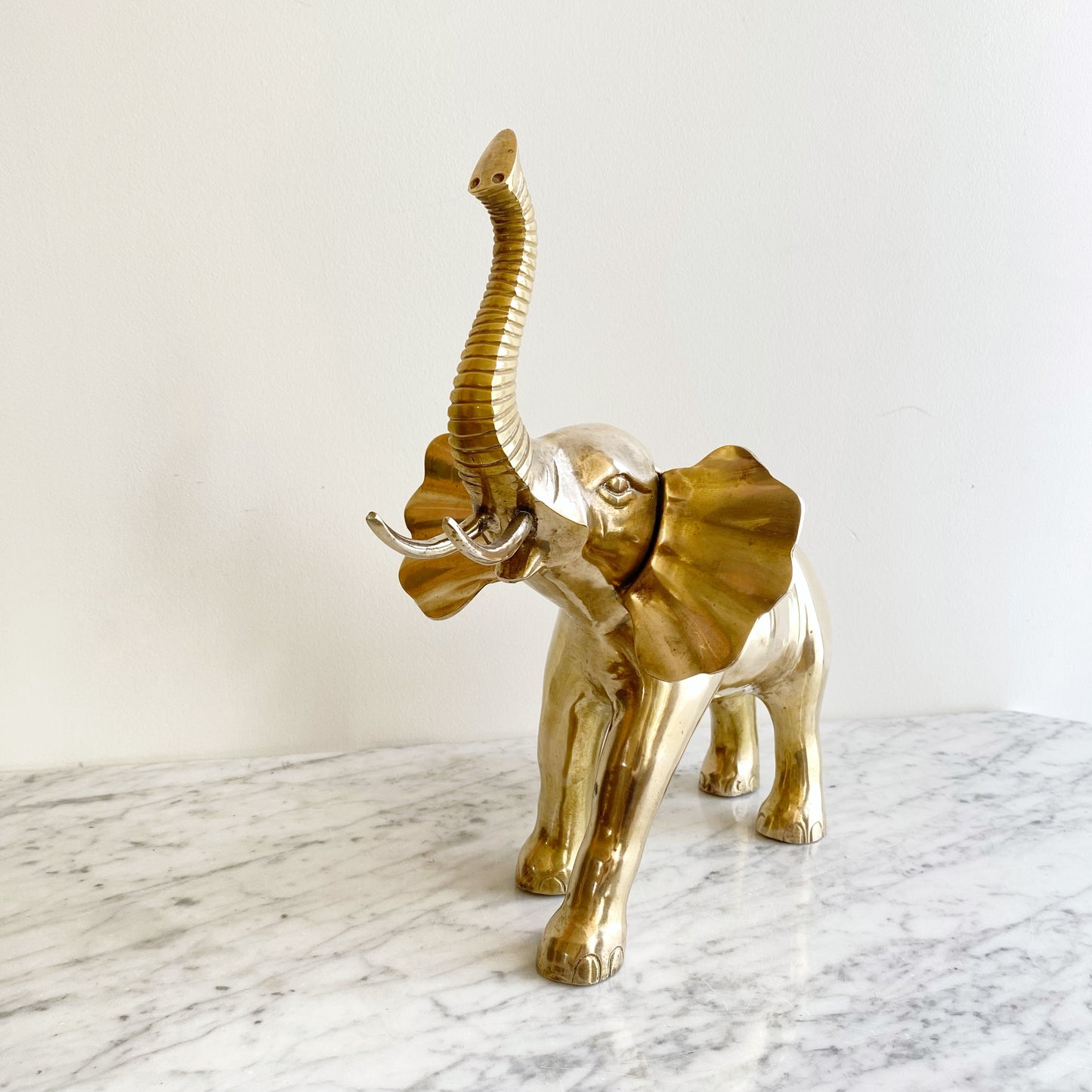 XL Vintage Brass Elephant, 13.75"