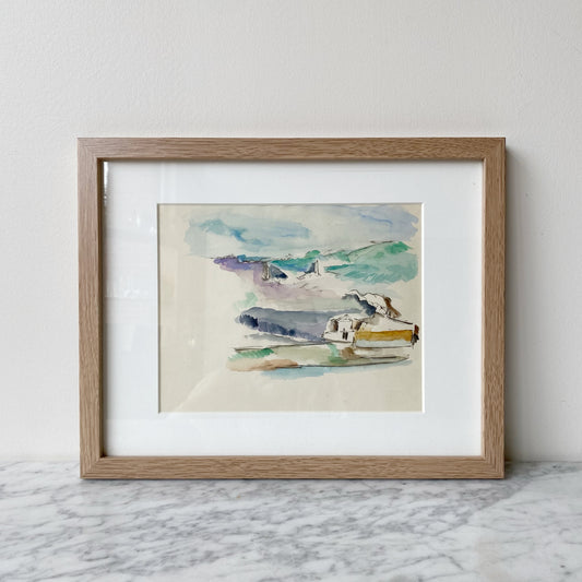 Vintage Original Watercolor Painting / Abstract Landscape