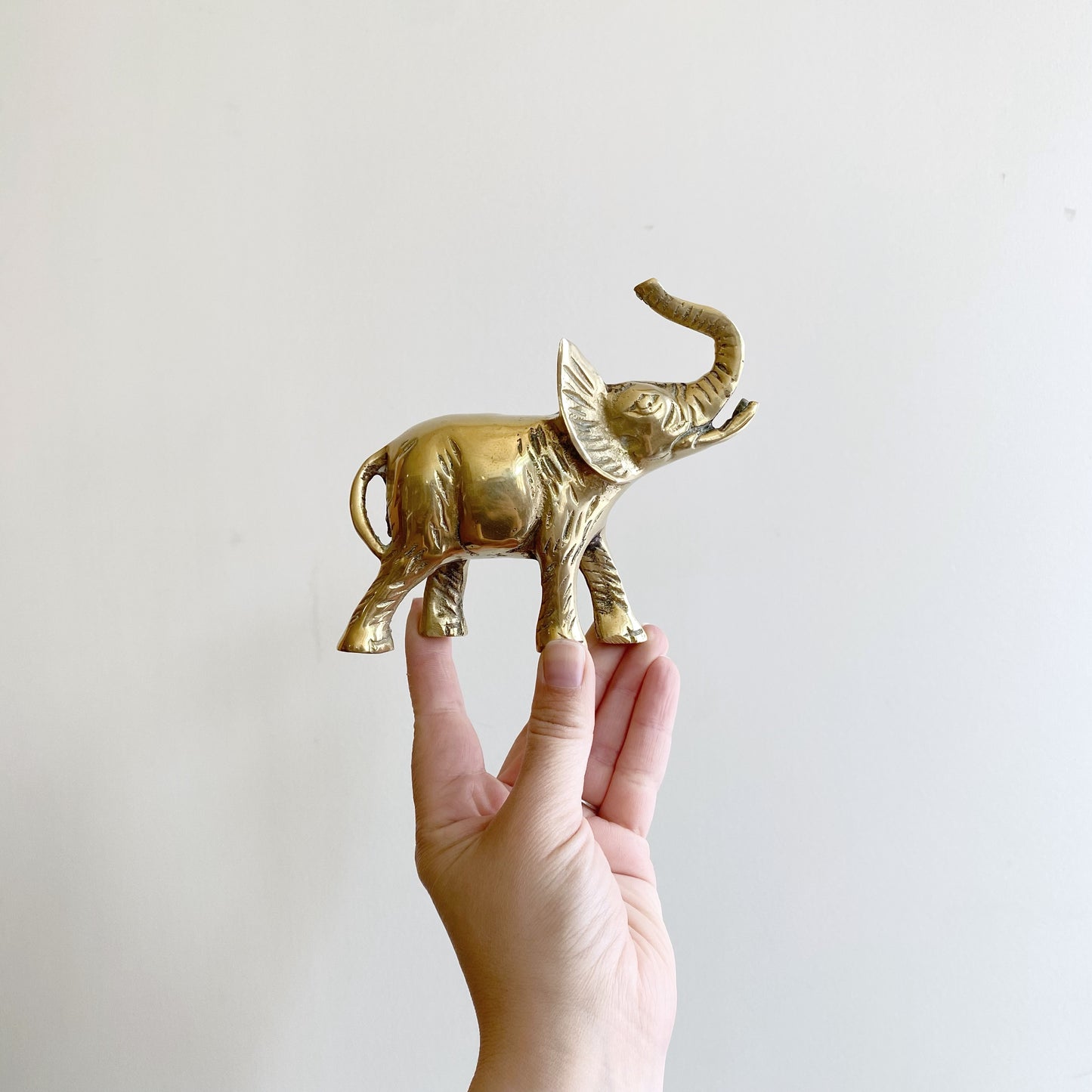 Small Vintage Brass Elephant, 5”