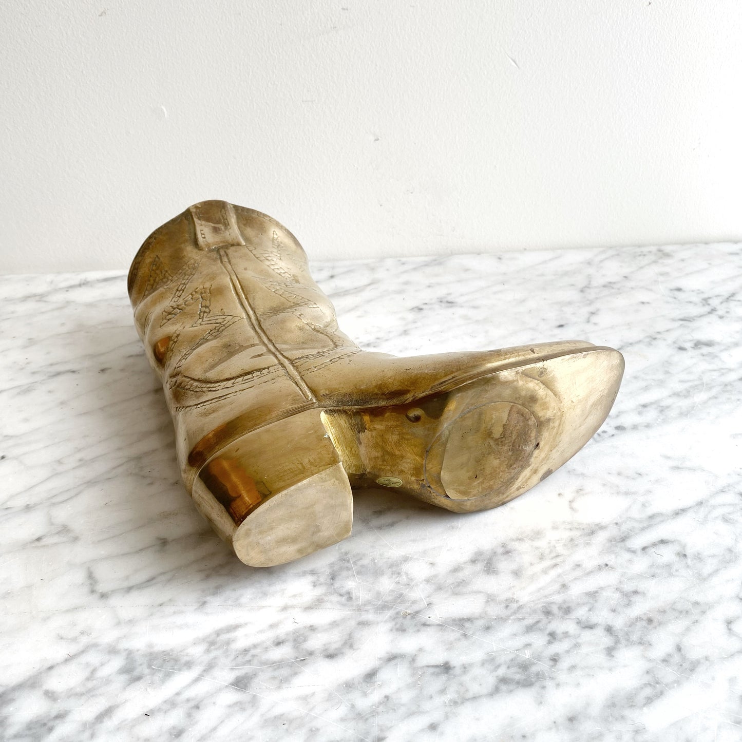 XL Vintage Brass Cowboy Boot, 9.5"