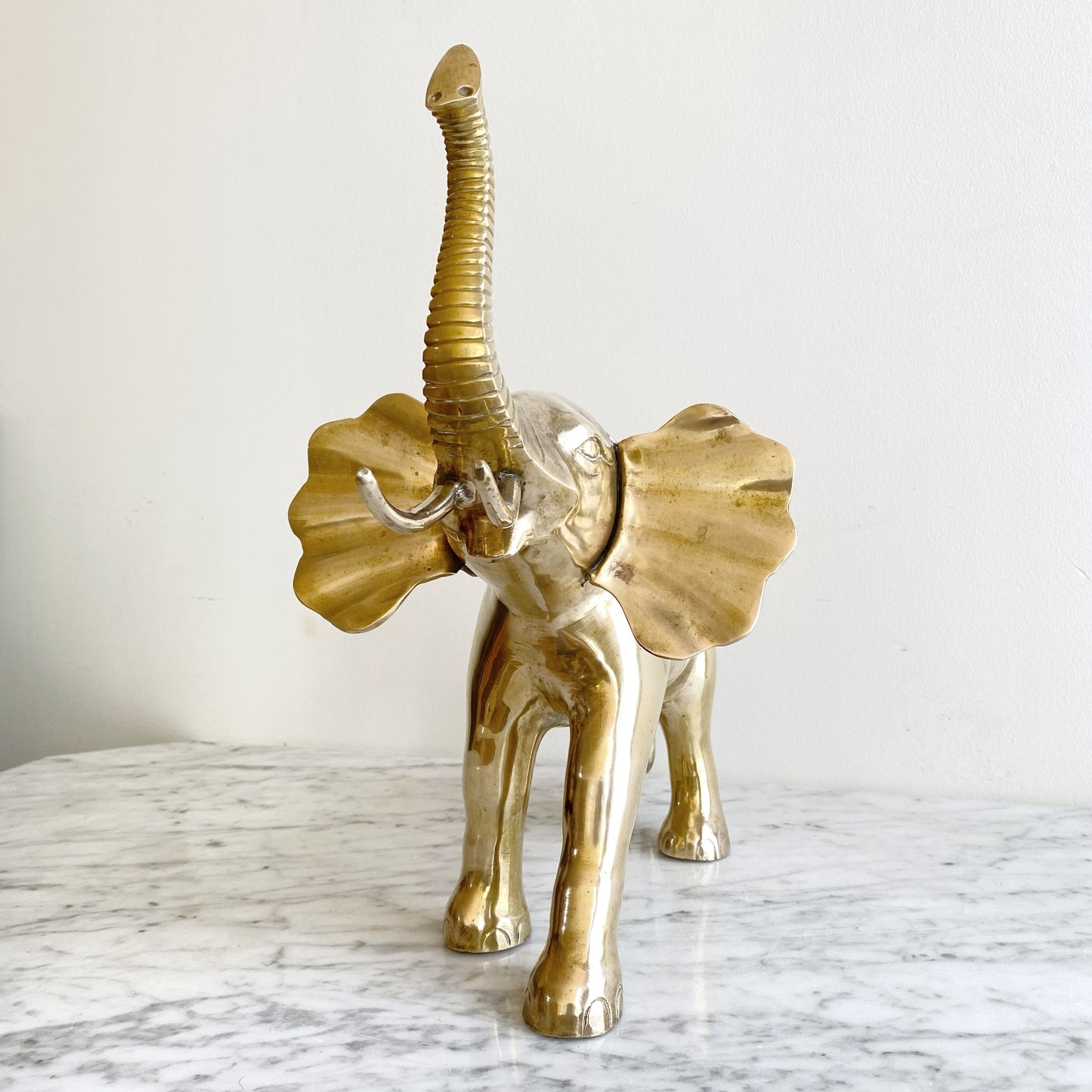 XL Vintage Brass Elephant, 13.75"