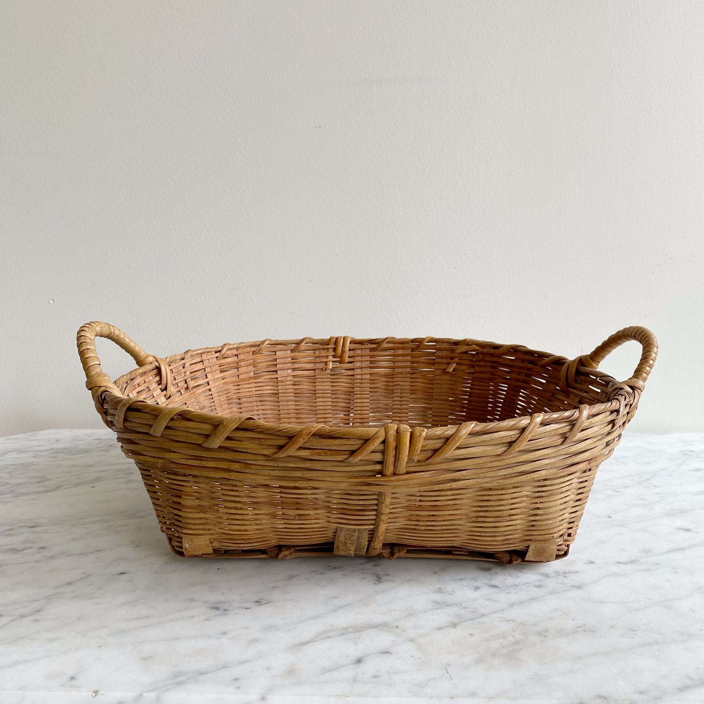 Medium Vintage Woven Basket with Handles