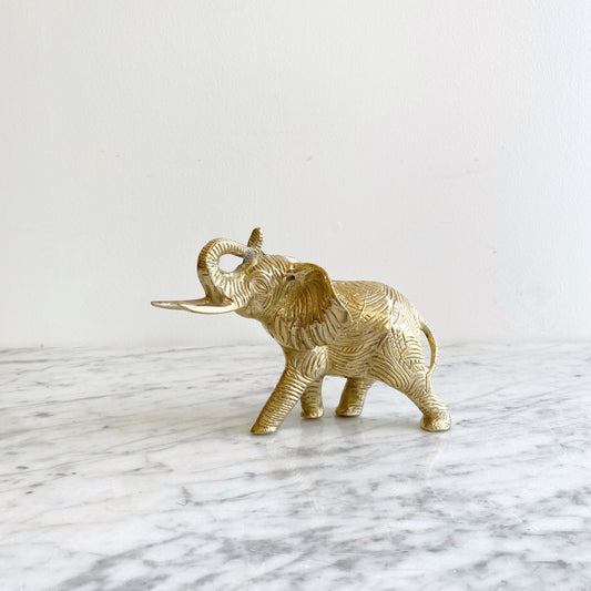 Intricate Vintage Brass Elephant, 5"