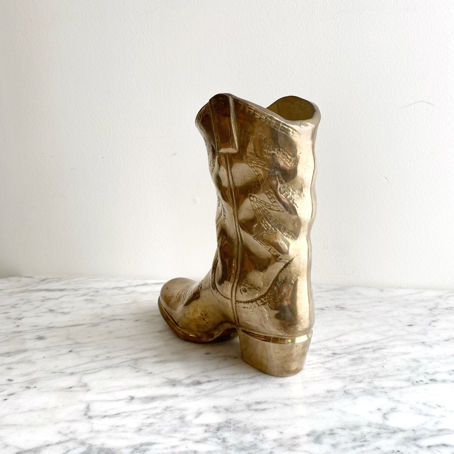 XL Vintage Brass Cowboy Boot, 9.5"