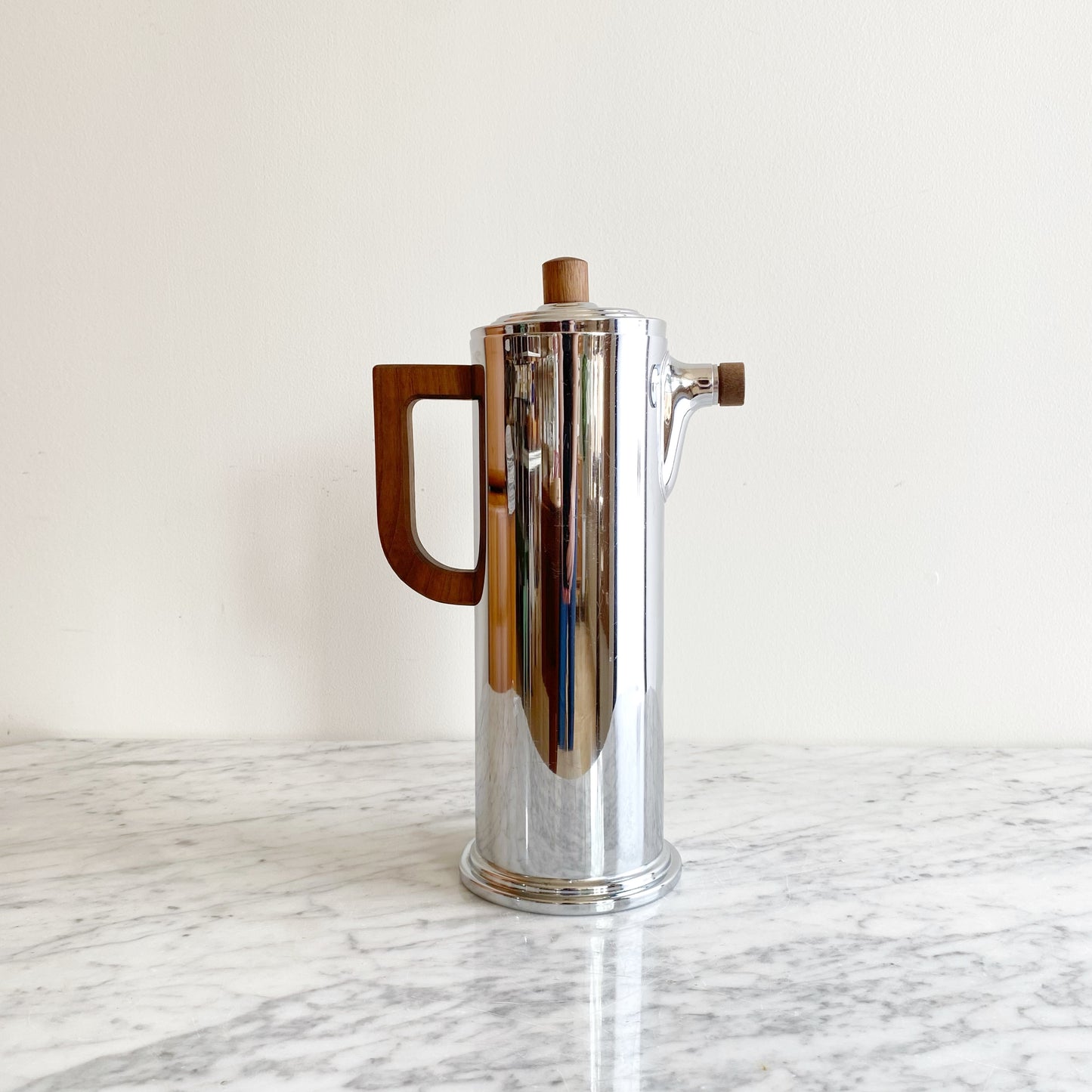 Vintage Deco Stainless Pitcher w/ Wood Handles