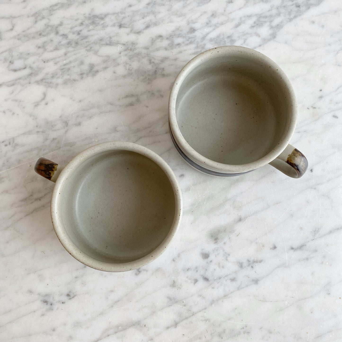Pair of Vintage Pottery Soup Mugs
