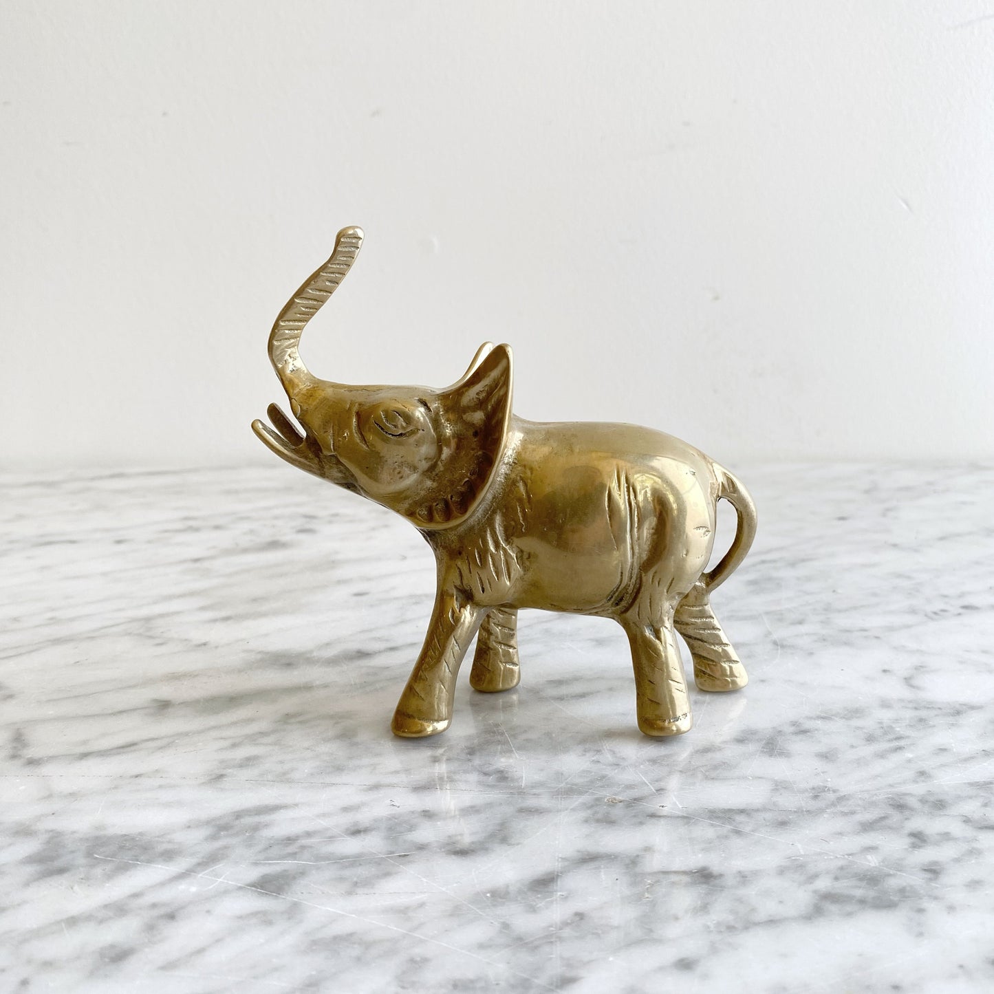 Small Vintage Brass Elephant, 5”