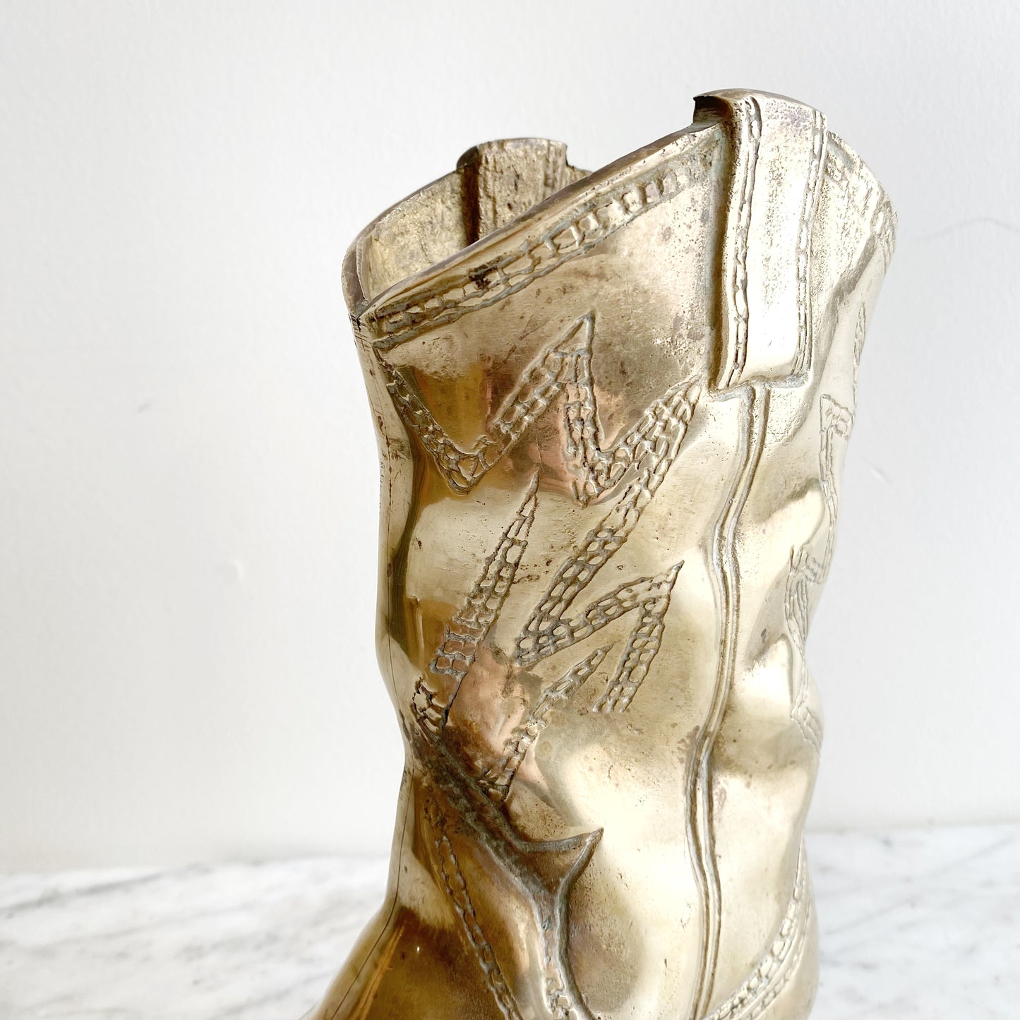 XL Vintage Brass Cowboy Boot, 9.5"