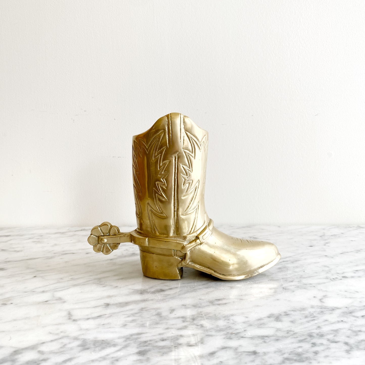 Vintage Brass Cowboy / Cowgirl Boot, 6.75"