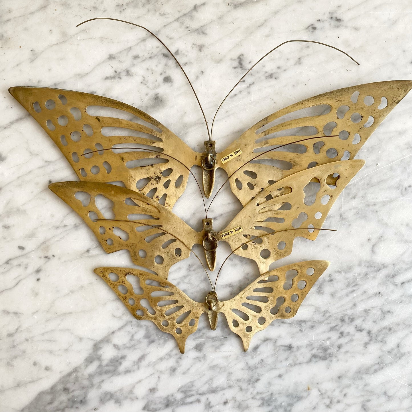 Trio of Vintage Brass Butterflies / Wall Decor