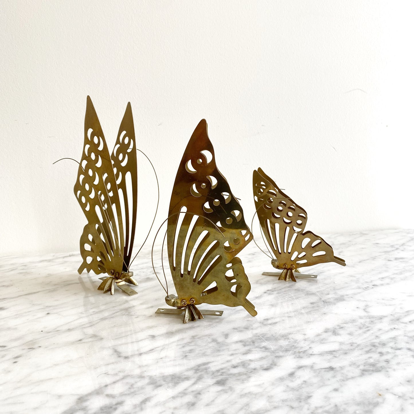 Trio of Vintage Brass Butterflies