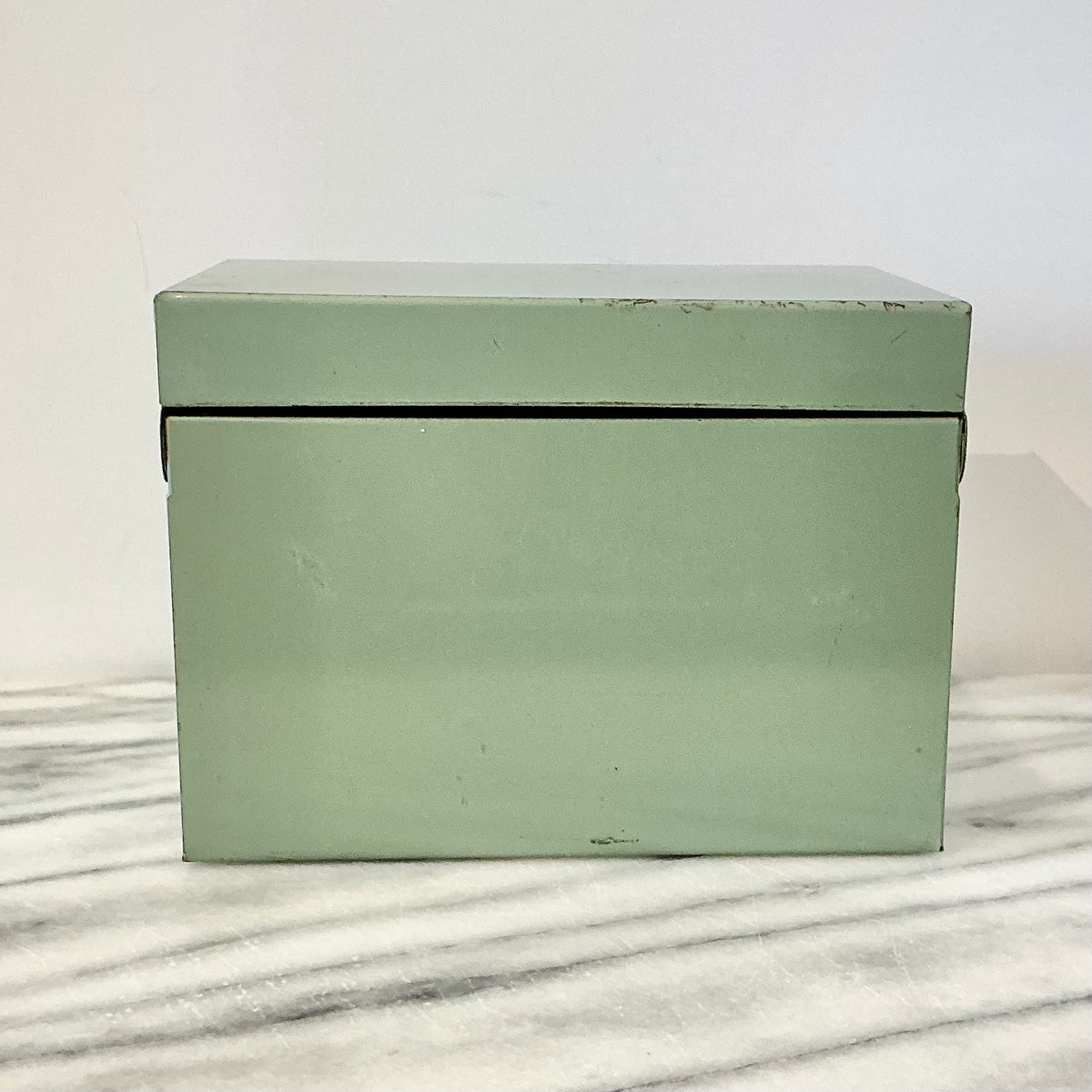 Vintage Green Metal Recipe Box