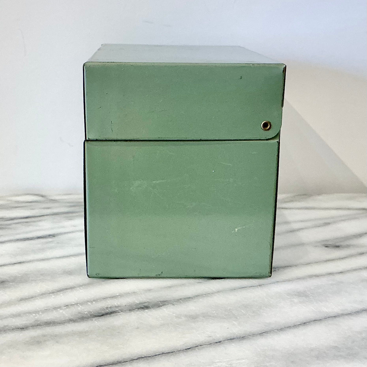 Vintage Green Metal Recipe Box