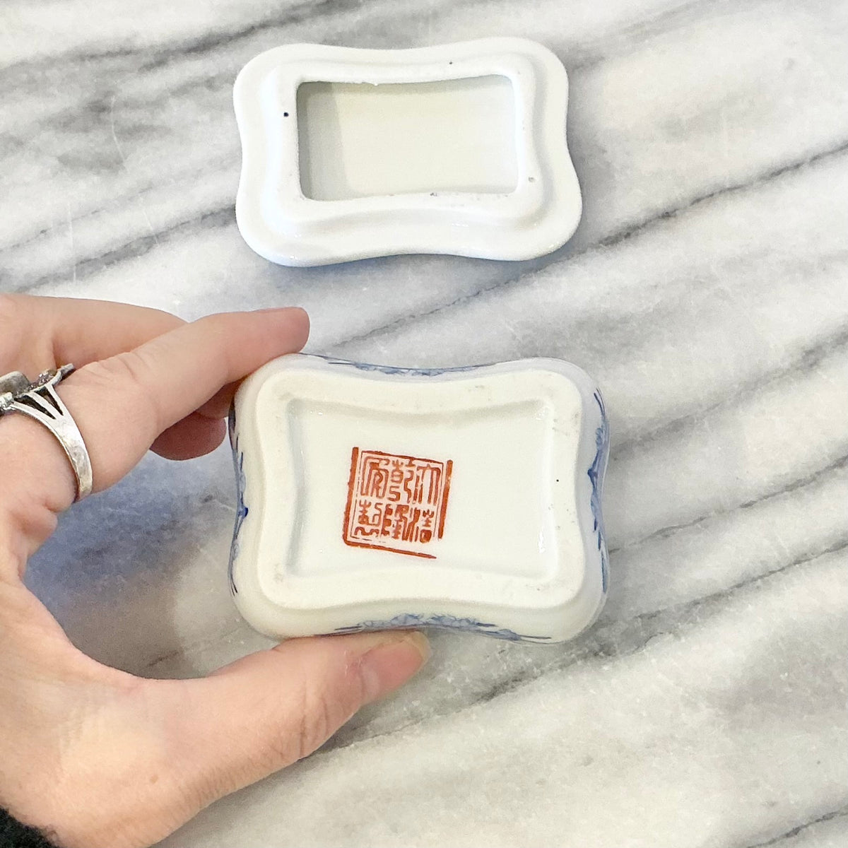 Small Vintage Porcelain Trinket / Pill Box