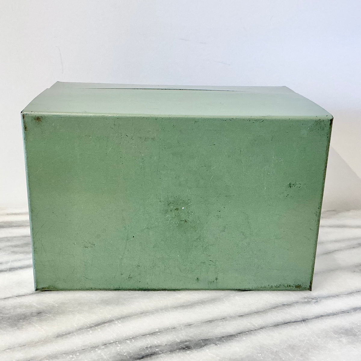 Vintage Green Metal Recipe Box